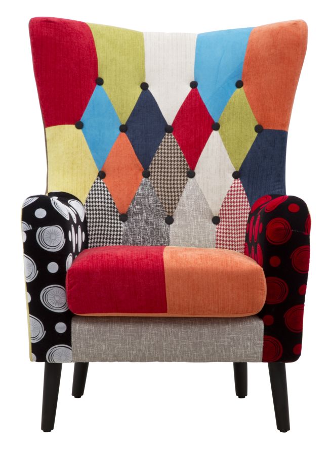 Sillón tapizado patchwork – Sillón de acento multicolor