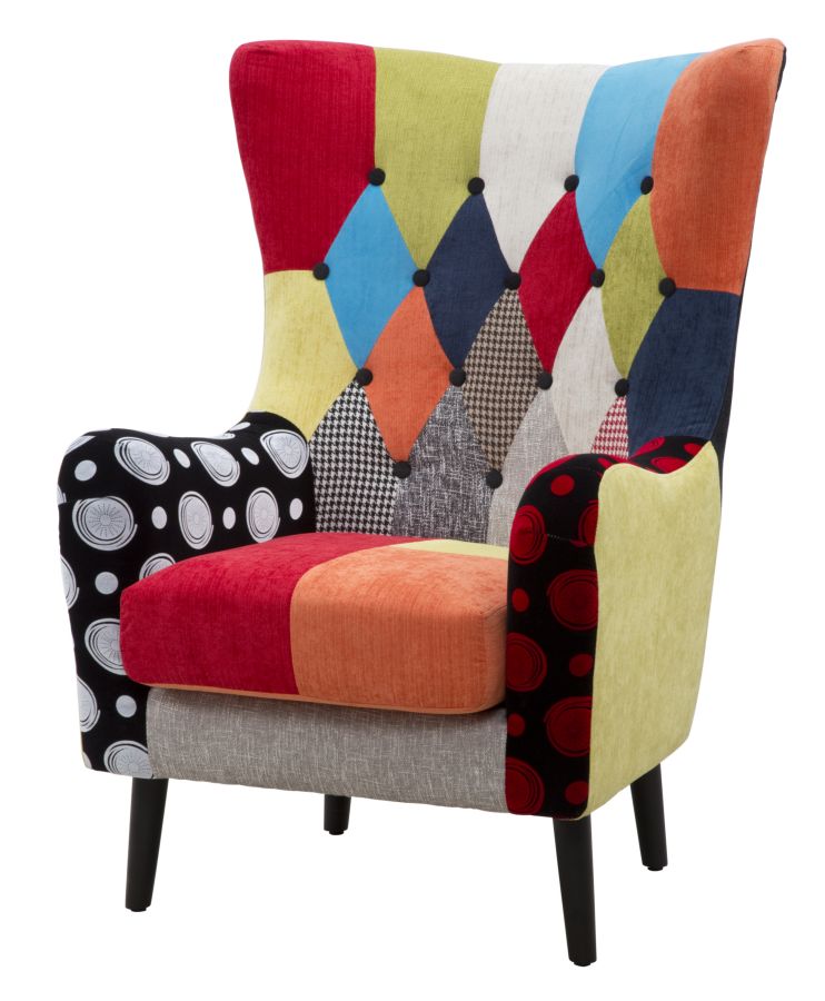 Sillón tapizado patchwork – Sillón de acento multicolor