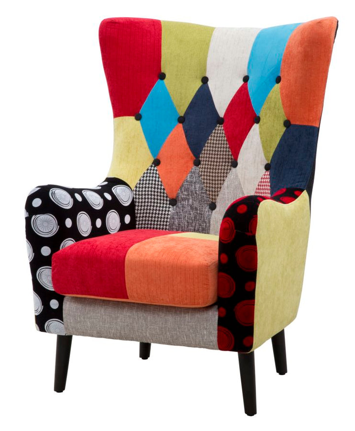 Sillón tapizado patchwork – Sillón de acento multicolor