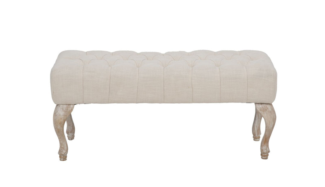 Banco beige capitoné – Asiento tapizado clásico