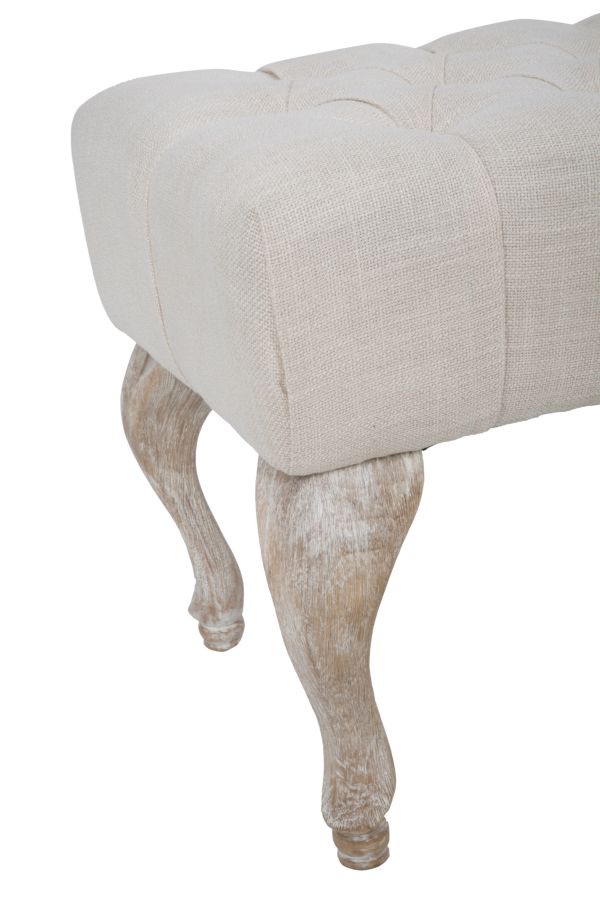 Banco beige capitoné – Asiento tapizado clásico