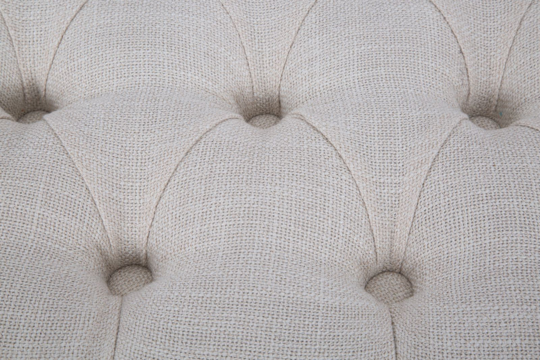 Banco beige capitoné – Asiento tapizado clásico