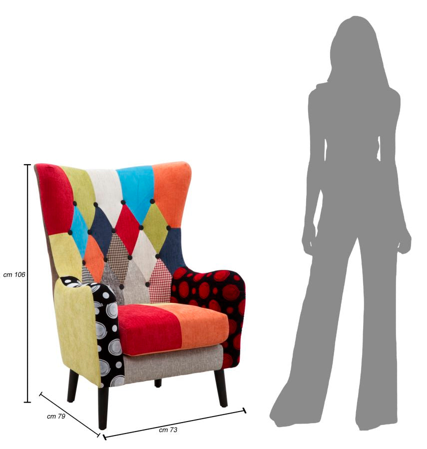 Sillón tapizado patchwork – Sillón de acento multicolor