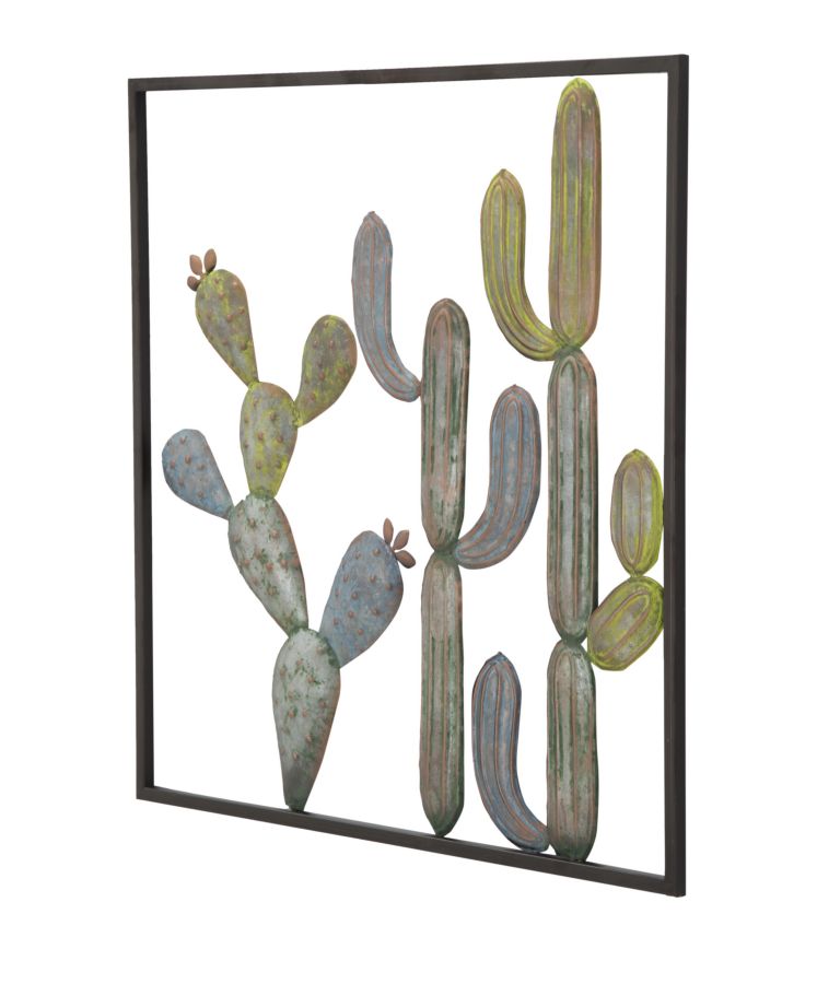 Decoración de Pared Cactus de Metal en Marco