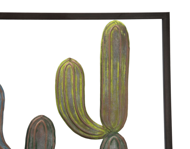 Decoración de Pared Cactus de Metal en Marco
