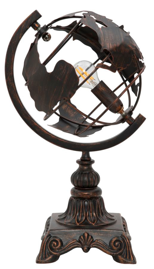 Lámpara de mesa globo vintage con base de metal – World Industry diseño