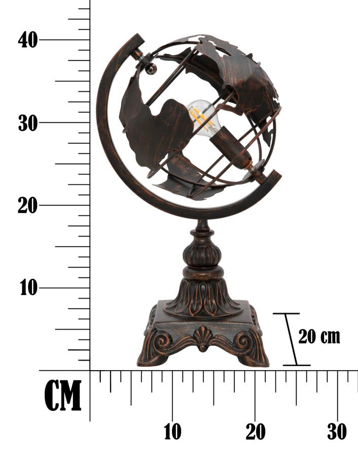 Lámpara de mesa globo vintage con base de metal – World Industry diseño