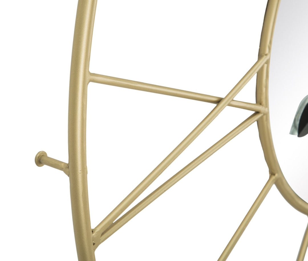 Reloj de pared con números romanos en metal dorado y negro y cristal