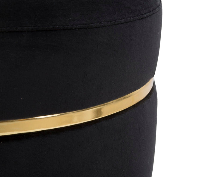 Asiento Tapizado en Terciopelo Dorado y Negro