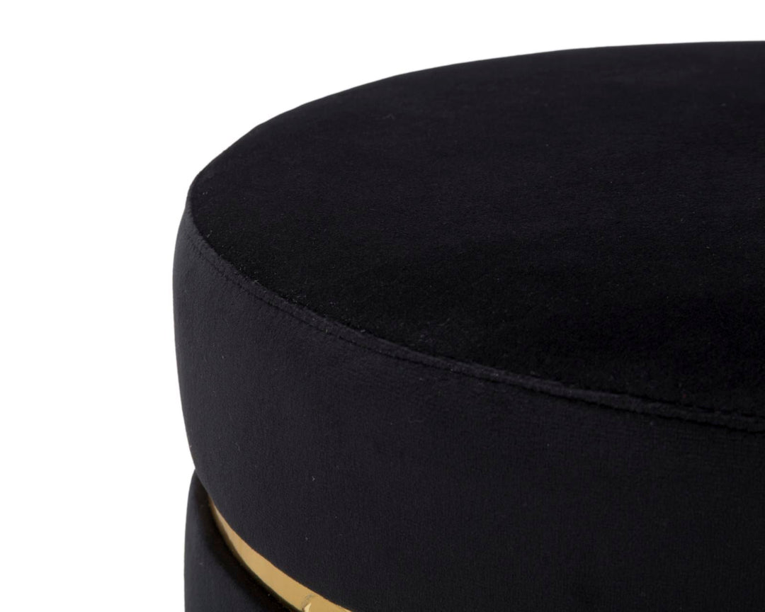 Asiento Tapizado en Terciopelo Dorado y Negro