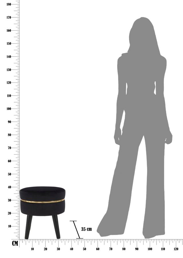 Asiento Tapizado en Terciopelo Dorado y Negro