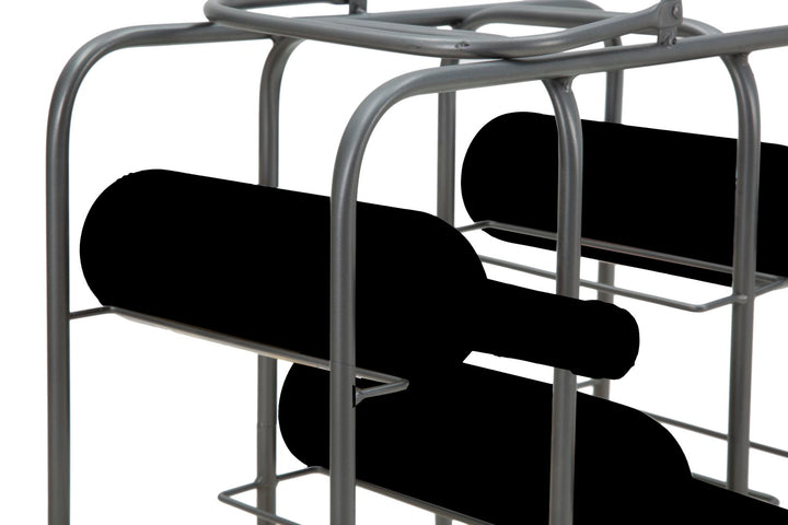 Botellero de metal gris – Soporte cuadrado para 9 botellas