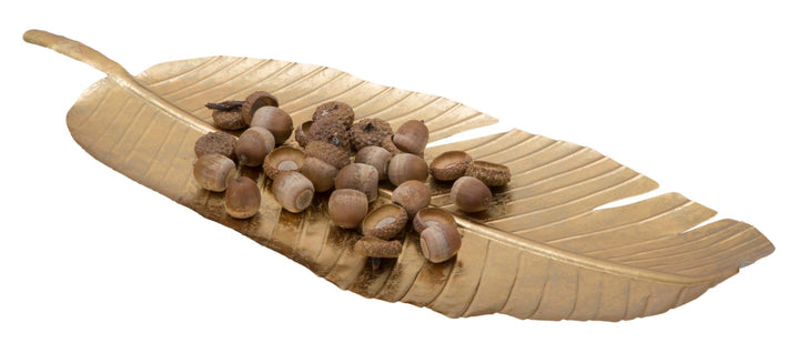 Bandeja de Metal Dorada en Forma de Letra