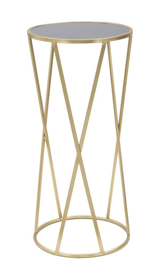 Mesa redonda de pedestal con base dorada – Soporte moderno para plantas