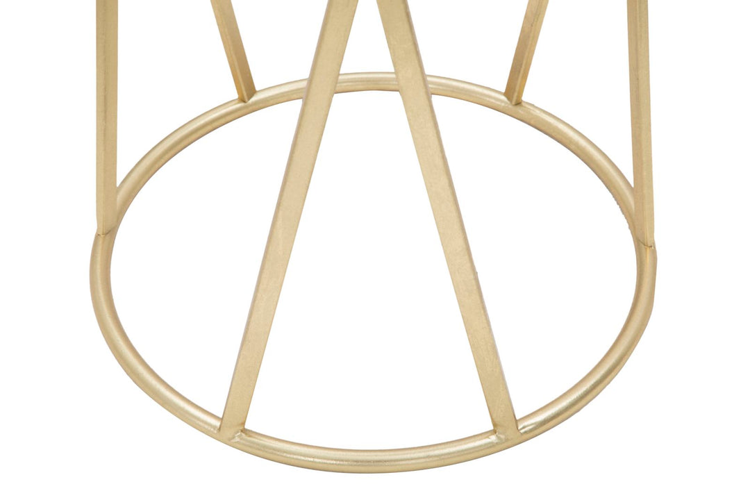 Mesa redonda de pedestal con base dorada – Soporte moderno para plantas