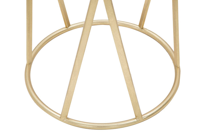 Mesa redonda de pedestal con base dorada – Soporte moderno para plantas