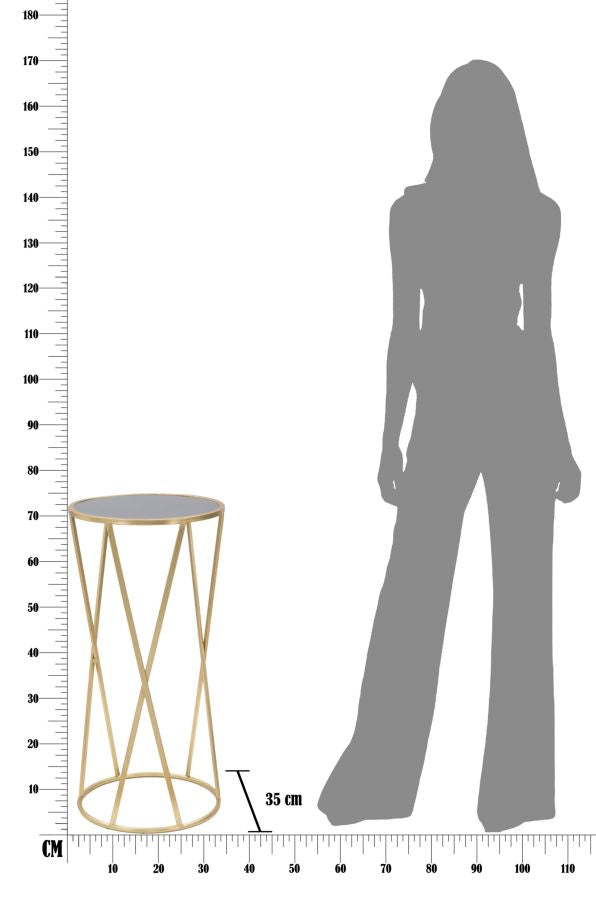 Mesa redonda de pedestal con base dorada – Soporte moderno para plantas