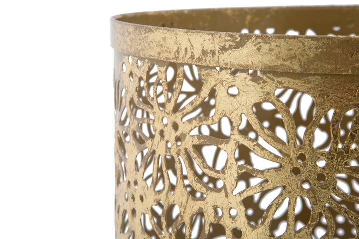 Paragüero Floral Metalizado Dorado