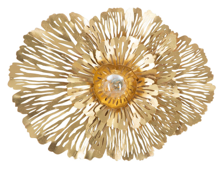 Lámpara de Pared Floral de Metal Dorado
