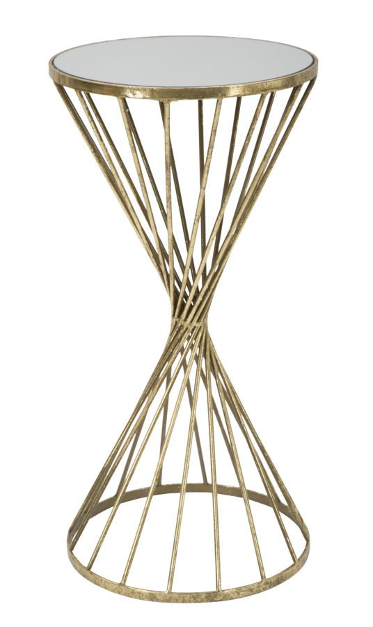 Mesa Metal y Vidrio Geometrica Dorada