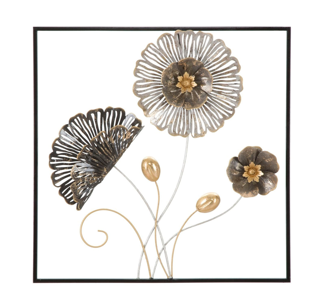 Decoración de Pared Floral de Metal en Marco