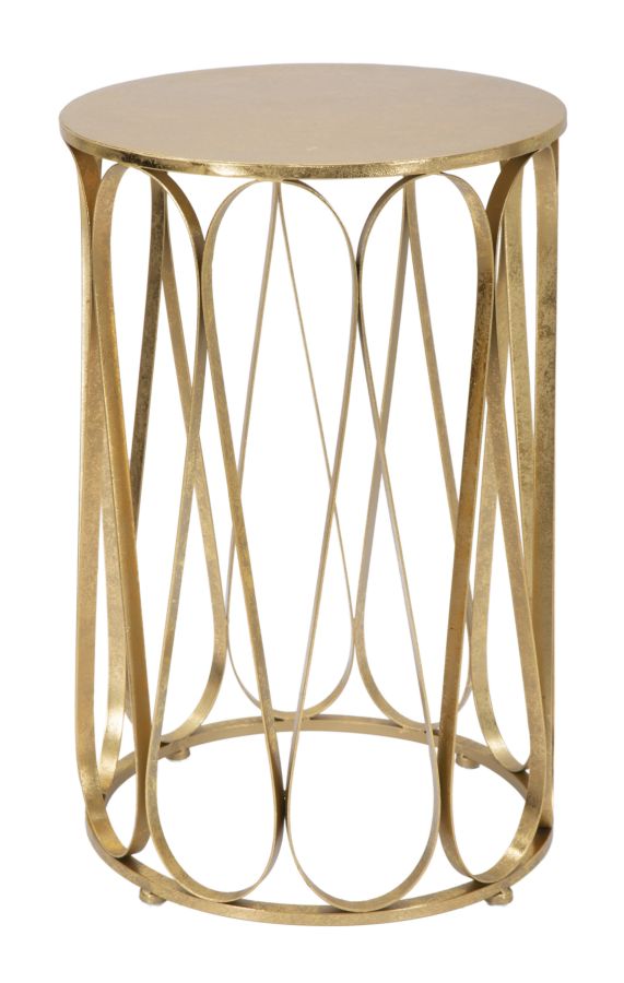 Mesa Metal y Vidrio Geometrica Dorada