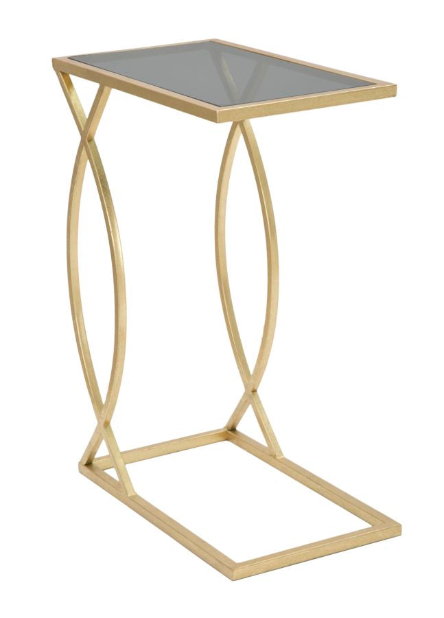 Mesita Geométrica de Metal y Cristal Dorado