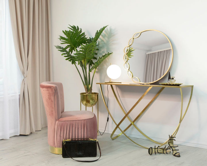 Lámpara de Sobremesa de Metal Dorado con Portalámparas Esférico