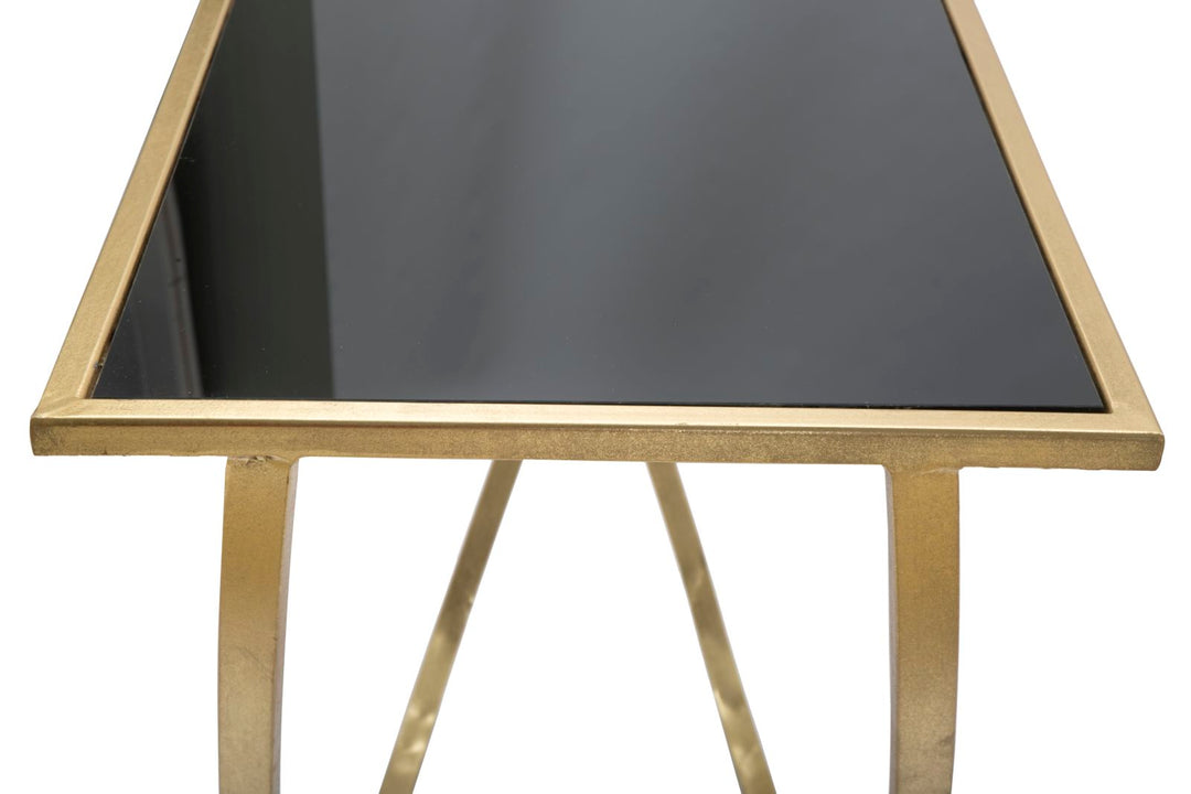 Mesa consola de cristal con base de metal dorado – Mesa de recibidor moderna