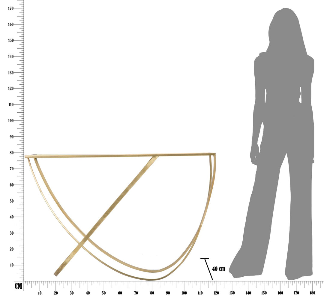 Mesa consola de cristal con base de metal dorado – Mesa de recibidor moderna