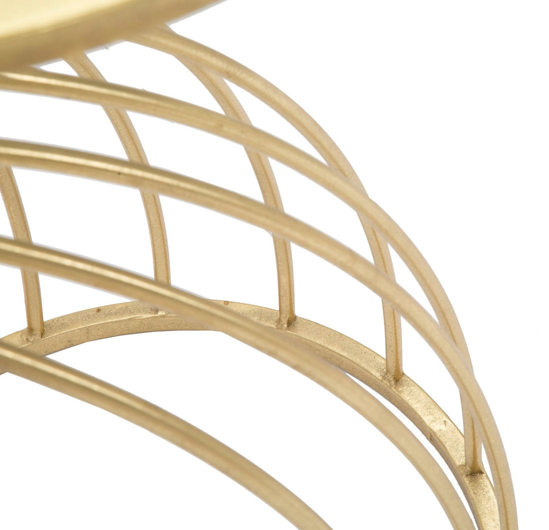 Mesita Geométrica de Metal y Vidrio Dorado y Negro