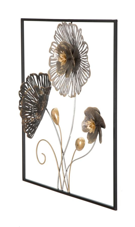 Decoración de Pared Floral de Metal en Marco