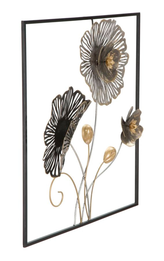 Decoración de Pared Floral de Metal en Marco