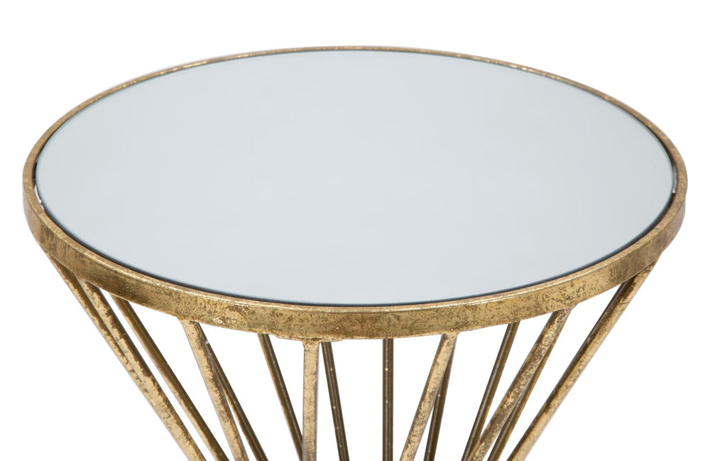 Mesa Metal y Vidrio Geometrica Dorada