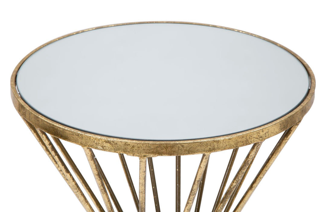 Mesa Metal y Vidrio Geometrica Dorada
