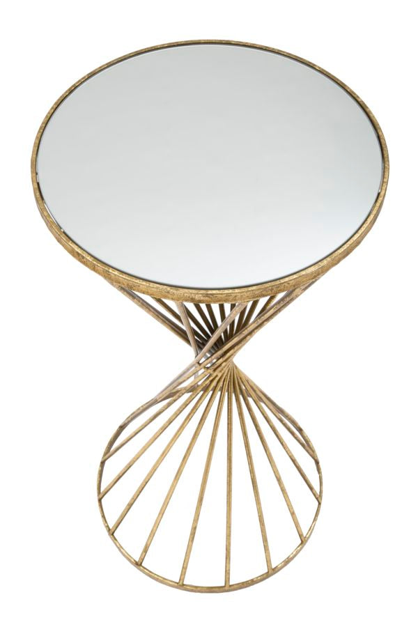 Mesa Metal y Vidrio Geometrica Dorada