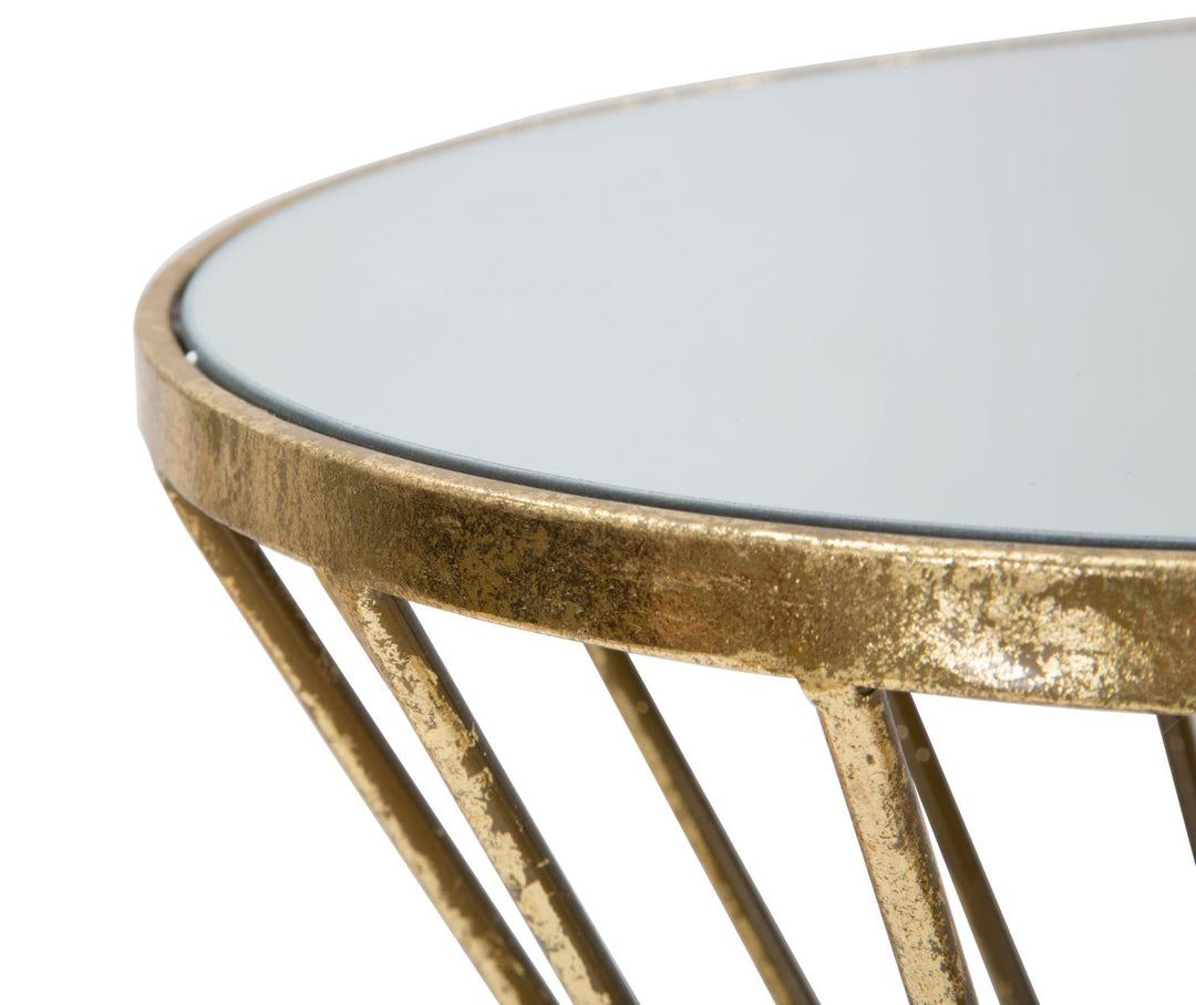 Mesa Metal y Vidrio Geometrica Dorada