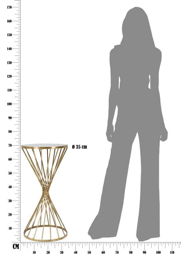 Mesa Metal y Vidrio Geometrica Dorada