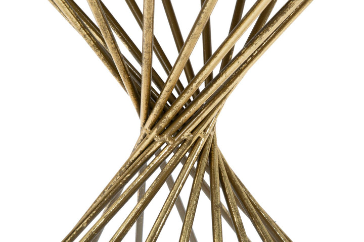 Mesa Metal y Vidrio Geometrica Dorada