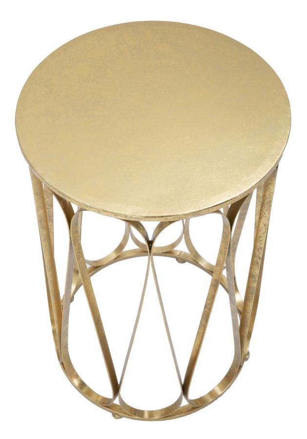 Mesa Metal y Vidrio Geometrica Dorada