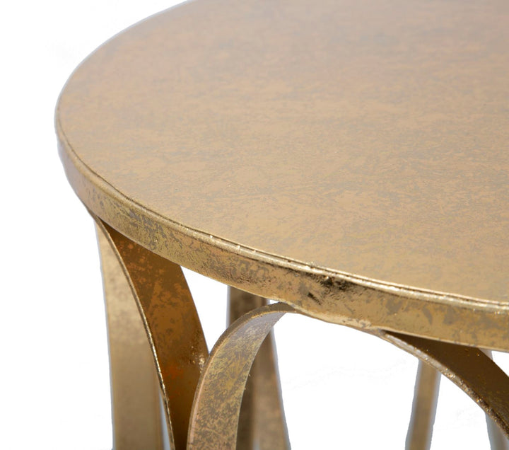 Mesa Metal y Vidrio Geometrica Dorada