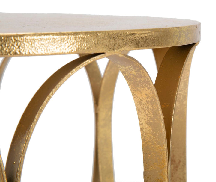 Mesa Metal y Vidrio Geometrica Dorada