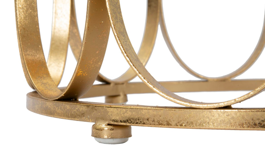 Mesa Metal y Vidrio Geometrica Dorada