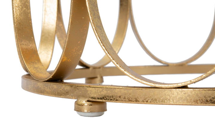 Mesa Metal y Vidrio Geometrica Dorada