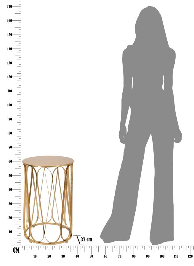 Mesa Metal y Vidrio Geometrica Dorada