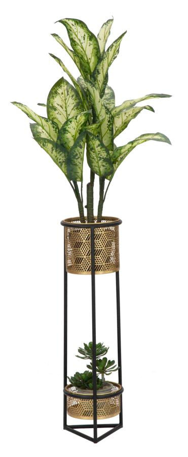 Florero dorado con marco de metal negro Juego de 2