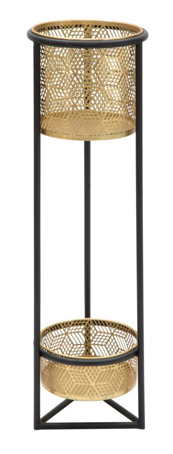 Florero dorado con marco de metal negro Juego de 2
