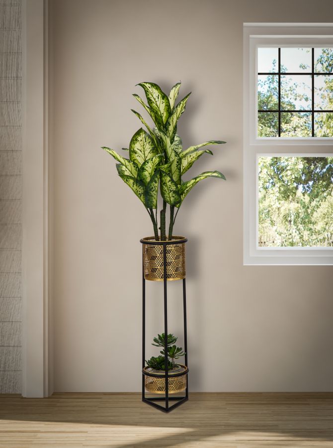 Florero dorado con marco de metal negro Juego de 2