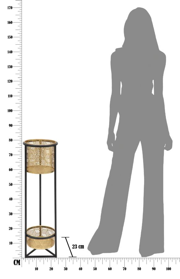 Florero dorado con marco de metal negro Juego de 2