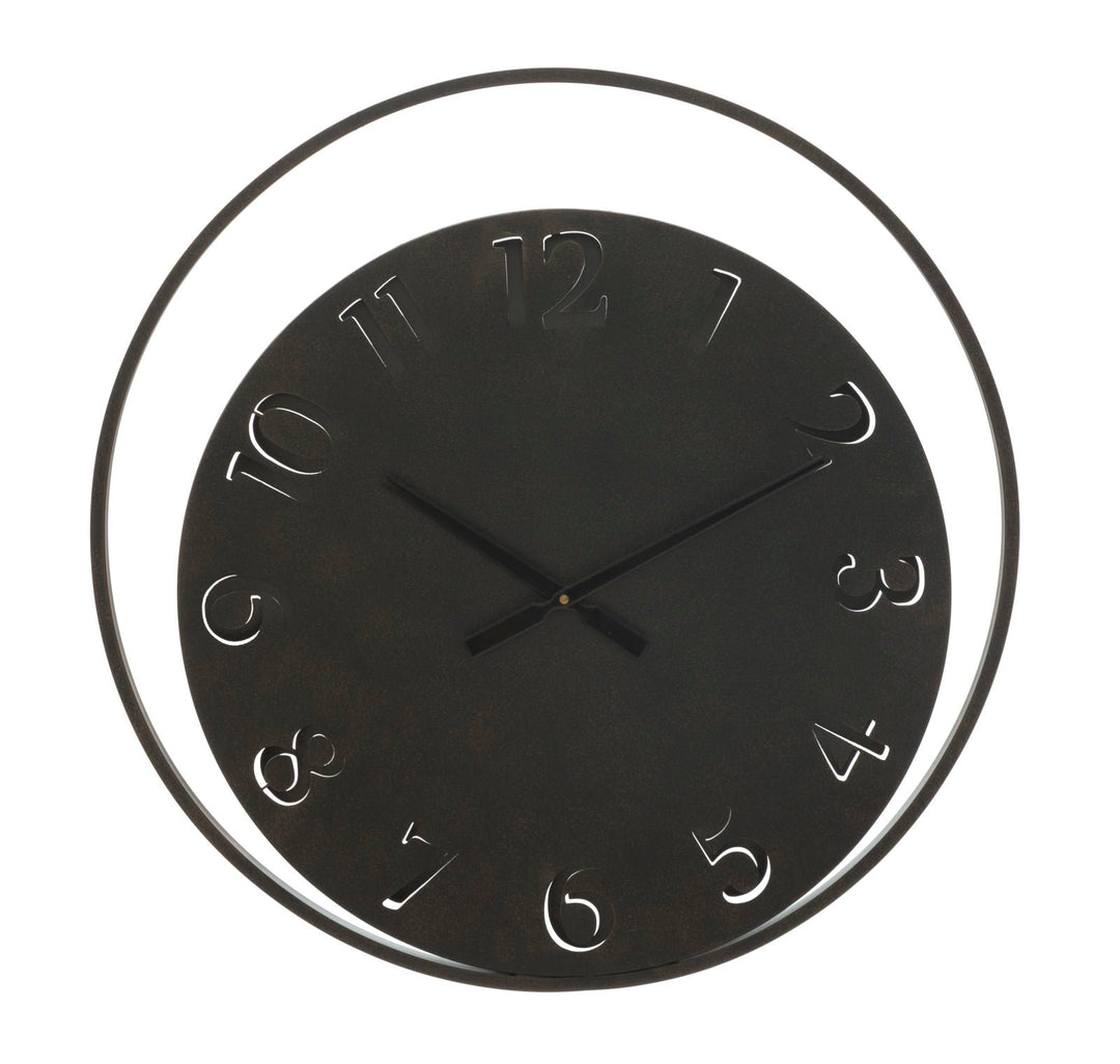 Reloj de Pared Redondo de Metal Negro